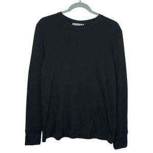 American Giant Shirt Womens Large Black Premium Slub Crew Long Sleeve Tee NEW